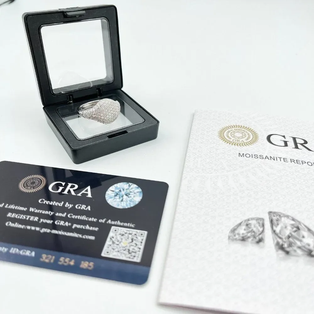 VVS Moissanite ICED Classic Style Ring, Solid 925 Sterling Silver Finger Ring - Picture 3 of 5